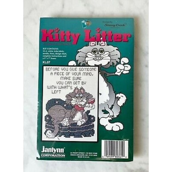 Janlynn Kitty Litter Counted Cross Stitch Kit Piece of Your Mind w/5" x 7" Frame - Picture 1 of 3